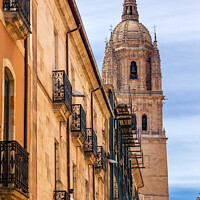 Buy canvas prints of Stone Tower New Salamanca Cathedral City Street Salamanca Castile Spain by William Perry