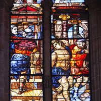 Buy canvas prints of Christ Soldiers Stained Glass Salamanca New Cathedral Spain by William Perry
