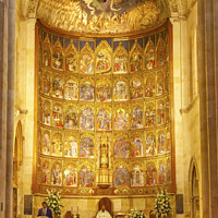 Buy canvas prints of Marriage Groom Bride Ancient Apse House Old Salamanca Cathedral by William Perry