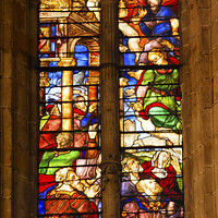 Buy canvas prints of Angels Nobles Stained Glass Salamanca New Cathedral Spain by William Perry