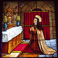 Buy canvas prints of Saint Teresa Stained Glass Convento Santa Teresa Avila Castile Spain by William Perry