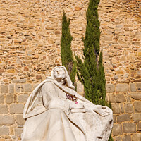 Buy canvas prints of White Saint Teresa Statue Avila Castle Walls Arch Castile Spain by William Perry