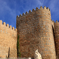 Buy canvas prints of White Saint Teresa Statue Avila Castle Walls Castile Spain by William Perry