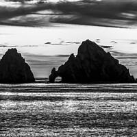 Buy canvas prints of Black White Sunset The Arch Cabo San Lucas Mexico by William Perry