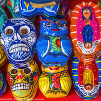 Buy canvas prints of Colorful Mexican Ceramic Boxes Los Cabos Mexico by William Perry