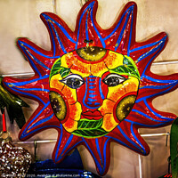 Buy canvas prints of Colorful Mexican Ceramic Sun Los Cabos Mexico by William Perry