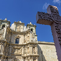 Buy canvas prints of Stone Cross Basilica Our Lady Solitude Facade Church Oaxaca Mexico by William Perry