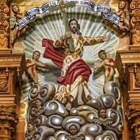 Buy canvas prints of Jesus Resurrection Statue Our Lady Solitude Church Oaxaca Mexico by William Perry