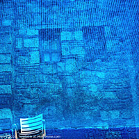 Buy canvas prints of Blue Water Reflection Abstract Background Mexican Building Oaxaca Mexico by William Perry