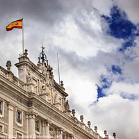 Buy canvas prints of Royal Palace Clouds Sky Cityscape Spanish Flag Madrid Spain by William Perry
