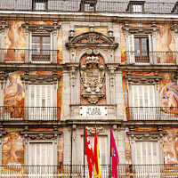 Buy canvas prints of Plaza Mayor Cityscape Towers Madrid Spain by William Perry