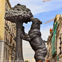 Buy canvas prints of Bear and Mulberry Tree El Oso y El Madrono Statue Madrid Spain by William Perry