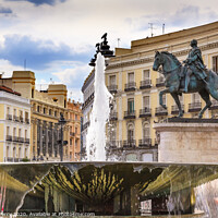 Buy canvas prints of Puerta del Sol Plaza Fountain King Carlos Statue Madrid Spain by William Perry