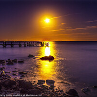 Buy canvas prints of Moon Night Pier Padanaram Dartmouth Massachusetts by William Perry