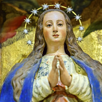 Buy canvas prints of Virgin Mary Crown Statue Basilica Santa Iglesia Collegiata de San Isidro Madrid Spain by William Perry