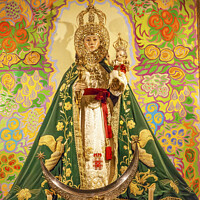 Buy canvas prints of Mary Baby Jesus Crowns Statue Basilica Santa Iglesia Collegiata de San Isidro Madrid Spain by William Perry