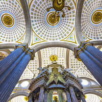 Buy canvas prints of Basilica Altar Ornate Colorful Ceiling Puebla Cathedral Mexico by William Perry