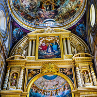 Buy canvas prints of Colorful Ceiling Dome Mary Fresco Altar Puebla Cathedral Mexico by William Perry