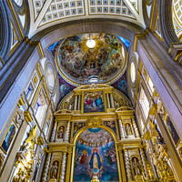 Buy canvas prints of Colorful Ceiling Dome Mary Fresco Altar Puebla Cathedral Mexico by William Perry