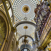 Buy canvas prints of Organ Basilica Ornate Colorful Ceiling Puebla Cathedral Mexico by William Perry