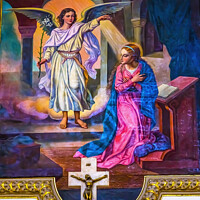 Buy canvas prints of Annunciation Painting San Agustin Church Puebla Mexico by William Perry