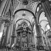 Buy canvas prints of Black and White Basilica Altar Ornate Ceiling Puebla Cathedral M by William Perry