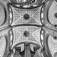 Buy canvas prints of Black and White Basilica Ornate Ceiling Puebla Cathedral Mexico by William Perry
