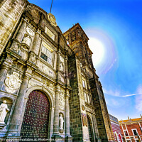 Buy canvas prints of Sun Facade Outside Puebla Cathedral Mexico by William Perry