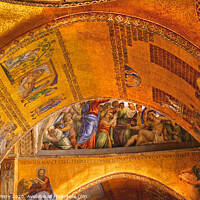 Buy canvas prints of Saint Mark's Basilica Arch Golden Mosaics Venice Italy by William Perry