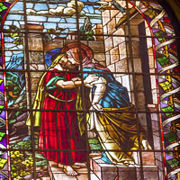 Buy canvas prints of Mary Joseph Stained Glass San Francisco el Grande Madrid Spain by William Perry