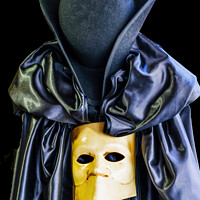 Buy canvas prints of Traditional Venetian Mask Black Cape Venice Italy by William Perry