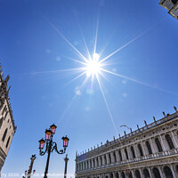 Buy canvas prints of Sun Campanile Bell Tower Saint Mark's Square Piazza Venice Italy by William Perry