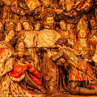 Buy canvas prints of Sculpted Wooden Altarpiece Mercedarian Order Barcelona Cathedral Spain by William Perry
