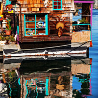 Buy canvas prints of Floating Home Village Brown Houseboat Fisherman's Wharf Victoria Canada by William Perry