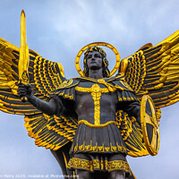 Buy canvas prints of Laches Gate Saint Michael Statue Maidan Square Kiev Ukraine by William Perry