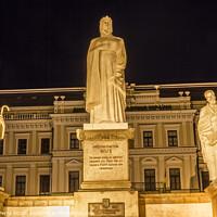 Buy canvas prints of Saint Andrew Queen Olga Statues Stars Mikhaylovsky Square Kiev U by William Perry