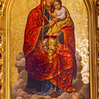 Buy canvas prints of Golden Mary Jesus Icon Basilica Saint Michael Monastery Kiev Ukr by William Perry
