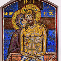 Buy canvas prints of Pieta Mary Jesus Mosaic  Lavra Cathedral Kiev Ukraine by William Perry
