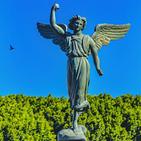 Buy canvas prints of Angel Statue Outside Puebla Cathedral Mexico by William Perry