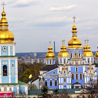 Buy canvas prints of Saint Michael Monastery Cathedral Spires Tower Kiev Ukraine by William Perry