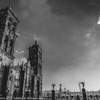 Buy canvas prints of Facade Angels Outside Sunset Puebla Cathedral Mexico by William Perry