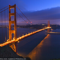 Buy canvas prints of Golden Gate Bridge at Night with Boats San Francisco California by William Perry