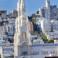 Buy canvas prints of Saint Peter Paul Catholic Church Steeples Houses San Francisco C by William Perry