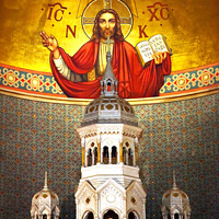 Buy canvas prints of Christ the Pantocrator Interior Saint Peter Paul Catholic Church by William Perry