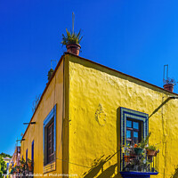 Buy canvas prints of Yellow Colorful Building Shopping Street Puebla Mexico by William Perry