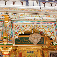 Buy canvas prints of Mosaics Designs Nizamuddin Complex Mosque Interior New Delhi Ind by William Perry