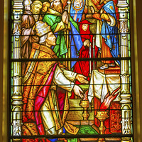 Buy canvas prints of Pope Stained Glass King St Louis Cathedral New Orleans Louisiana by William Perry