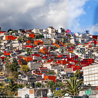 Buy canvas prints of Colorful Orange Houses Suburbs Rainstorm Outskirts Mexico City M by William Perry