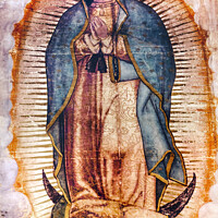 Buy canvas prints of Original Virgin Mary Guadalupe Painting New Basilica Shrine Mexi by William Perry