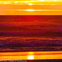 Buy canvas prints of Colorful Sunset Ocean Canon Beach Oregon by William Perry